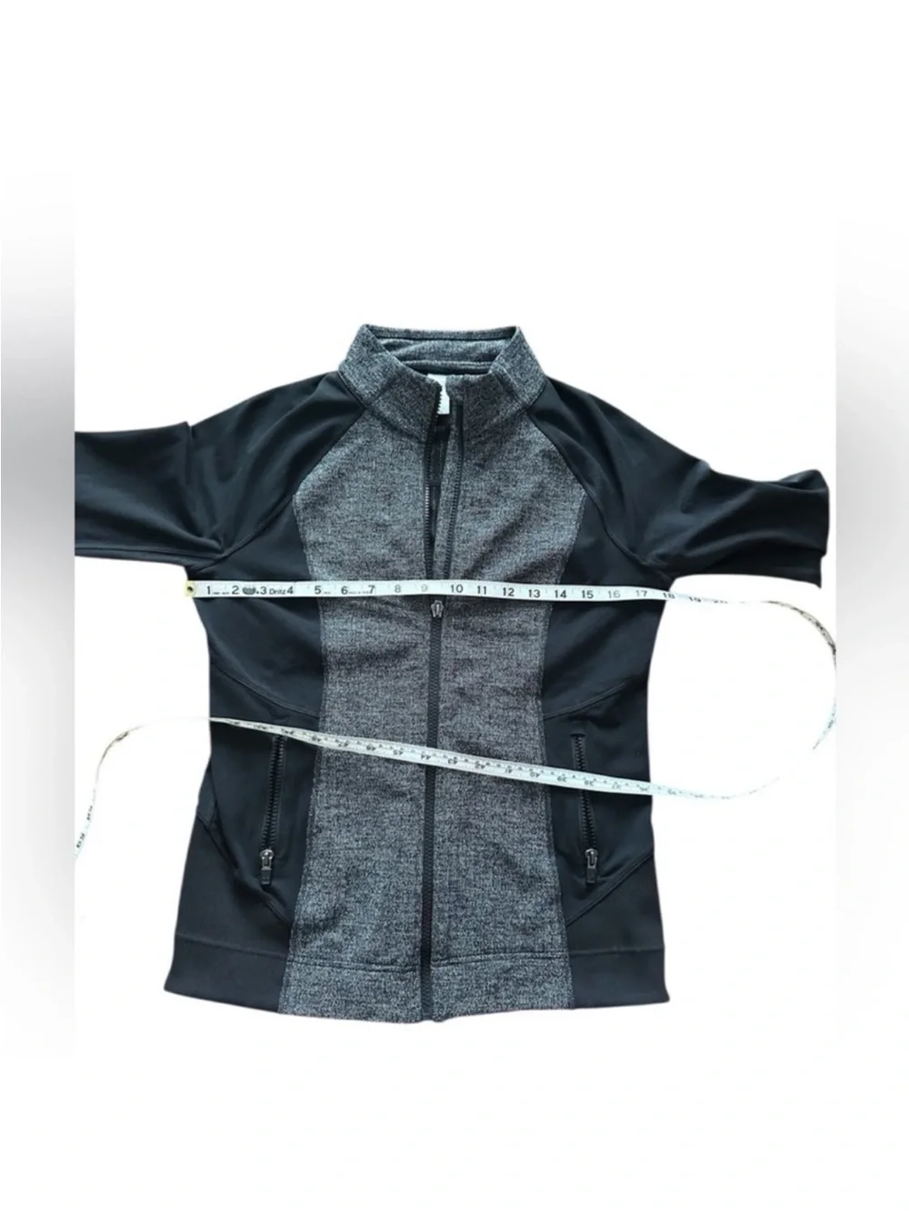 Athleta Black & Gray Zip Up Sport Jacket with Gray Heather Front Panels